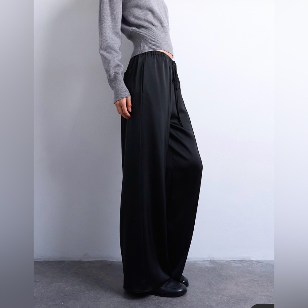 Topshop Black Wide-Leg Pants
